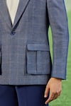 Shop_Philocaly_Blue Wool Blend Wenger Checkered Blazer _Online_at_Aza_Fashions