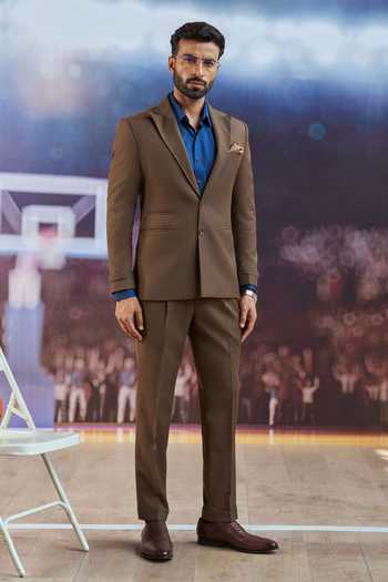 Shop_Philocaly_Brown Wool Saunders Ticket Pocketed Blazer _at_Aza_Fashions
