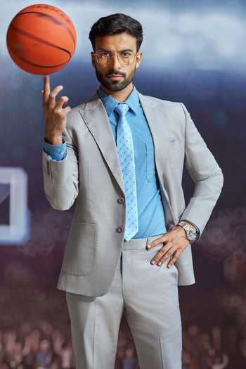 Shop_Philocaly_Grey Wool Jackson Pick Stitch Detailed Blazer And Pant Set _at_Aza_Fashions