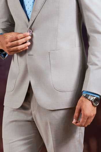 Buy_Philocaly_Grey Wool Jackson Pick Stitch Detailed Blazer And Pant Set 