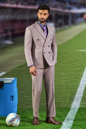 Shop_Philocaly_Pink Wool Reid Double Breasted Blazer And Pant Set _at_Aza_Fashions