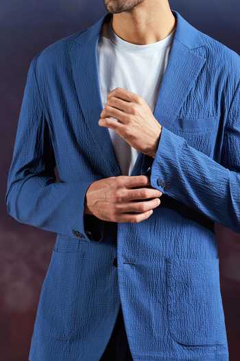 Buy_Philocaly_Blue Cotton Patrick Seersucker Blazer _Online_at_Aza_Fashions
