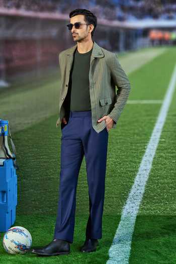 Philocaly_Olive Green Cotton Moyes Checkered Shacket _Online_at_Aza_Fashions