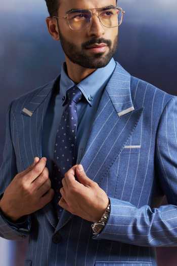 Buy_Philocaly_Blue Wool Sloan Pinstriped Blazer _Online_at_Aza_Fashions