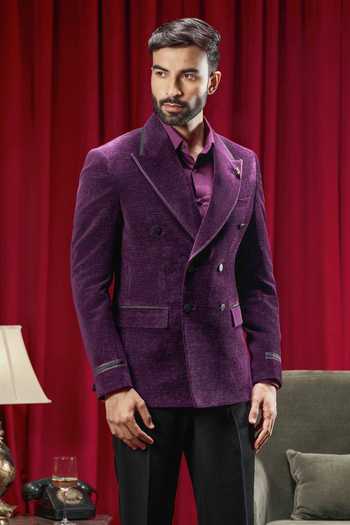 Buy_Philocaly_Purple Velvet Embroidery Spielberg Tuxedo _at_Aza_Fashions