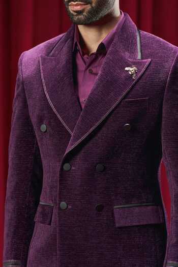 Buy_Philocaly_Purple Velvet Embroidery Spielberg Tuxedo _Online_at_Aza_Fashions
