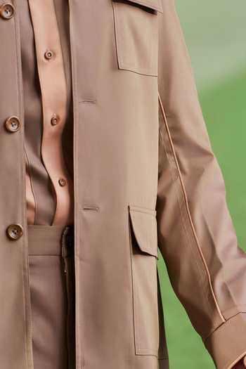 Shop_Philocaly_Brown Cotton Graham Shacket And Trouser Co-ord Set _Online_at_Aza_Fashions