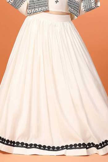 Jhambthreads_White Silk Embroidery Shrug And Lehenga Set _Online_at_Aza_Fashions