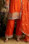 Two Sisters By Gyans_Orange , Organza Embroidery Kiran Dori Kurta Set _Online_at_Aza_Fashions