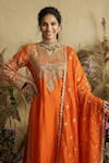 Buy_Two Sisters By Gyans_Orange , Organza Embroidery Kiran Dori Kurta Set _Online_at_Aza_Fashions