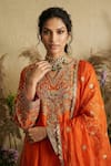 Shop_Two Sisters By Gyans_Orange , Organza Embroidery Kiran Dori Kurta Set _Online_at_Aza_Fashions
