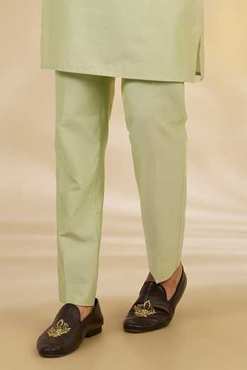 Manish Nagdeo_Green Silk, Cotton Sequins Floral Print Bandhgala And Kurta Set _Online_at_Aza_Fashions