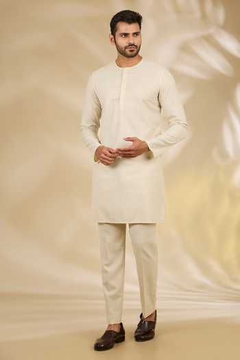 Manish Nagdeo_Multi Color Silk Abstract Print Bandhgala And Kurta Set _at_Aza_Fashions