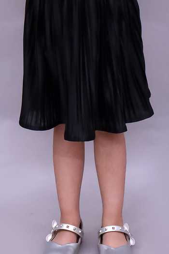Lil Drama_Black Polyester, Knit Embellished Top And Skirt Set _at_Aza_Fashions