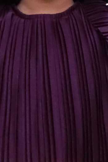 Shop_Lil Drama_Wine Polyester, Knit Pleated Top And Skirt Set _Online_at_Aza_Fashions