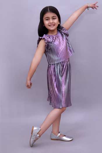 Buy_Lil Drama_Purple Pleated Poly Knit Top And Skirt Set _Online_at_Aza_Fashions