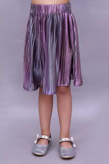 Lil Drama_Purple Pleated Poly Knit Top And Skirt Set _at_Aza_Fashions