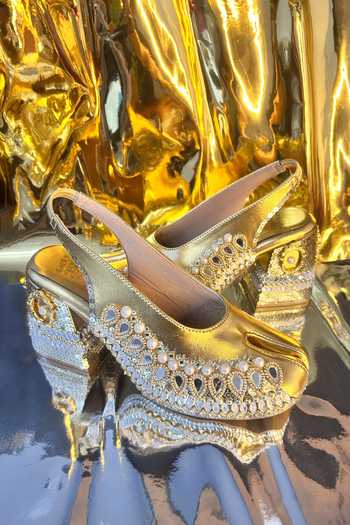 Shop_Chal Jooti_Gold Desi Tabi Embroidered Heels _at_Aza_Fashions
