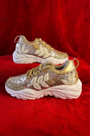 Buy_Chal Jooti_Gold Madhumalti Embroidered Sneakers _Online_at_Aza_Fashions