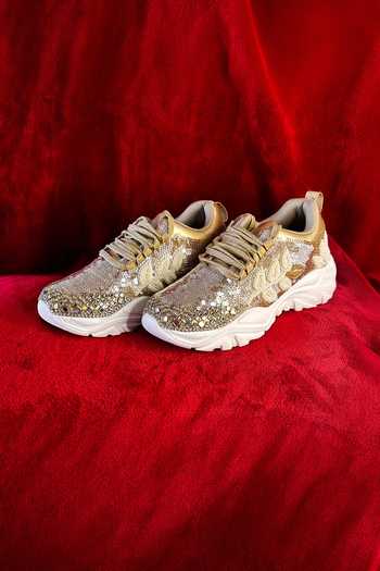 Chal Jooti_Gold Madhumalti Embroidered Sneakers _at_Aza_Fashions