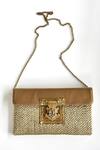 Buy_Kokommo_Gold Stones, Crystals The Filato Dupion Silk Clutch _at_Aza_Fashions
