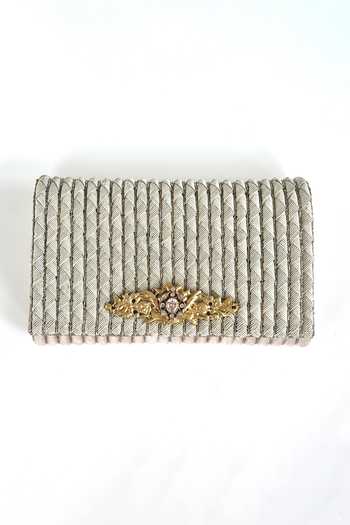 Buy_Kokommo_Gold Embroidery, Zari, Stones The Corda Dupion Silk Clutch _at_Aza_Fashions