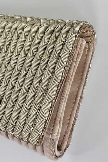 Kokommo_Gold Embroidery, Zari, Stones The Corda Dupion Silk Clutch _Online_at_Aza_Fashions