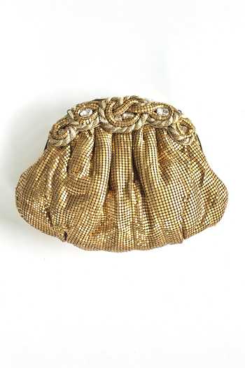 Kokommo_Gold Crystals, Metallic Thread, Faux Diamonds The Alessandra Handbag _Online_at_Aza_Fashions