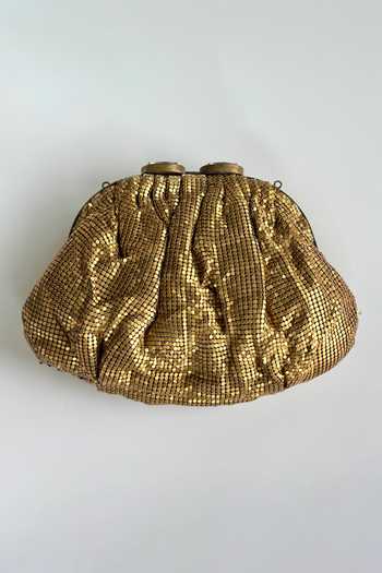Shop_Kokommo_Gold Crystals, Metallic Thread, Faux Diamonds The Alessandra Handbag _at_Aza_Fashions