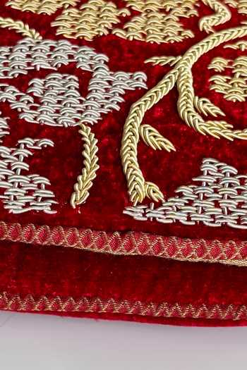 Kokommo_Gold Embroidery, Zari, Metallic Thread Fiorella Zardozi Handbag _Online_at_Aza_Fashions