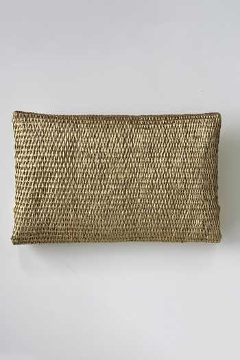 Shop_Kokommo_Gold Stones, Crystals, Brooches Fiora Dupion Silk Clutch And Handbag Set _at_Aza_Fashions