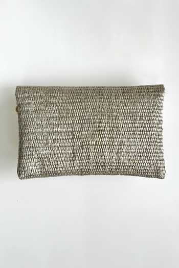 Shop_Kokommo_Gold Stones, Crystals Fiora Embroidered Woven Handbag _at_Aza_Fashions