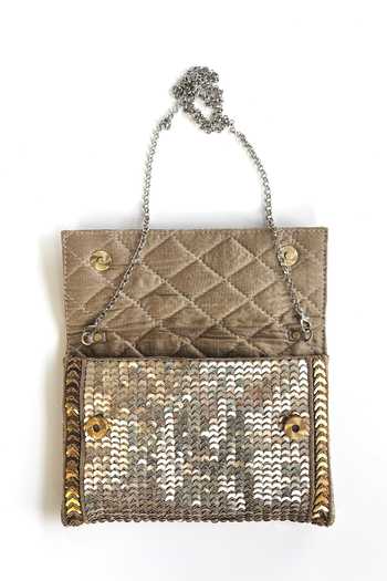 Buy_Kokommo_Gold Sequins, Zari, Chains The Scala Dupion Silk Clutch And Handbag Set _Online_at_Aza_Fashions