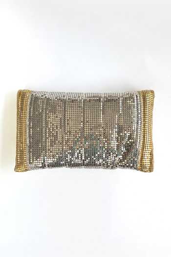 Shop_Kokommo_Gold Sequins The Maille Dupion Silk Handbag _at_Aza_Fashions