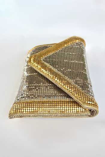 Buy_Kokommo_Gold Sequins The Maille Dupion Silk Handbag _Online_at_Aza_Fashions