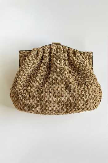 Kokommo_Gold Embroidery, Zari, Stones, Crystals, The Brittany Dupion Silk Clutch And _Online_at_Aza_Fashions