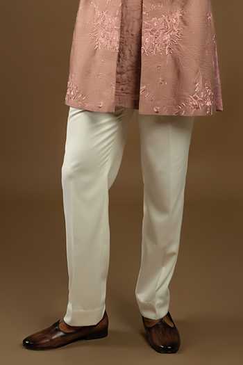 Punit Arora_Peach Silk, Cotton Embroidered Bundi Kurta Set _Online_at_Aza_Fashions