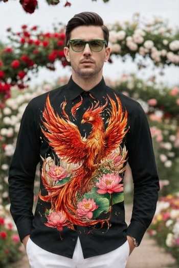 Buy_MR. Ajay Kumar_Black Cotton Falcon Print Shirt _at_Aza_Fashions