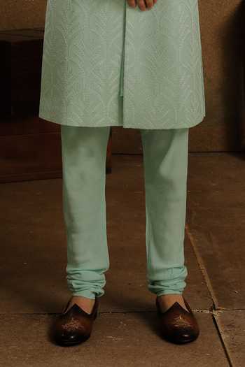 Buy_Punit Arora_Mint Silk Embroidery Serene Aqua Sherwani Set _Online_at_Aza_Fashions