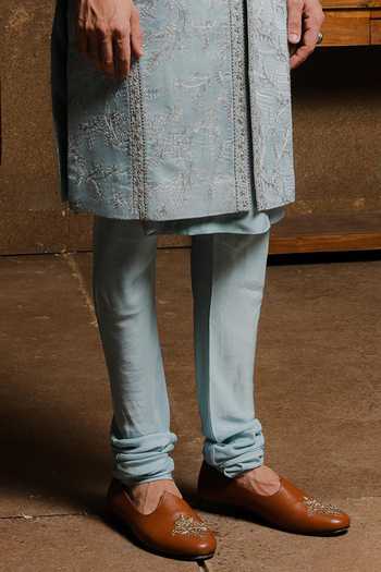 Buy_Punit Arora_Sky Blue Silk Embroidery, Zari Mint Edition Sherwani Set 