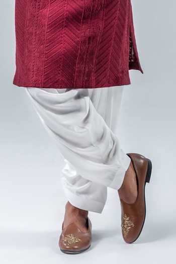 Punit Arora_Maroon Modal Embroidery Redefining Royalty Kurta Set _Online_at_Aza_Fashions