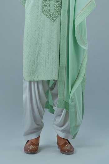 Punit Arora_Mint Modal Embroidery Serene Aqua Kurta Set _Online_at_Aza_Fashions