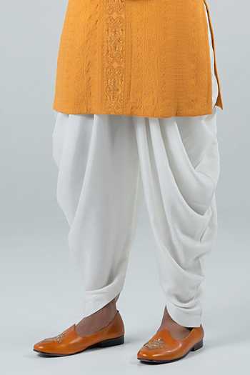 Punit Arora_Mustard Modal Embroidery Tonal Kurta Salwar Set _Online_at_Aza_Fashions