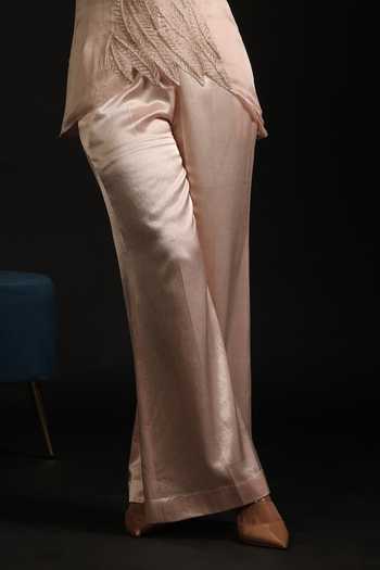 Buy_Vedangi Agarwal_Pink Organza, Georgette, Satin Embroidery, Cut Work High Detailed Top And Pant Set _Online_at_Aza_Fashions