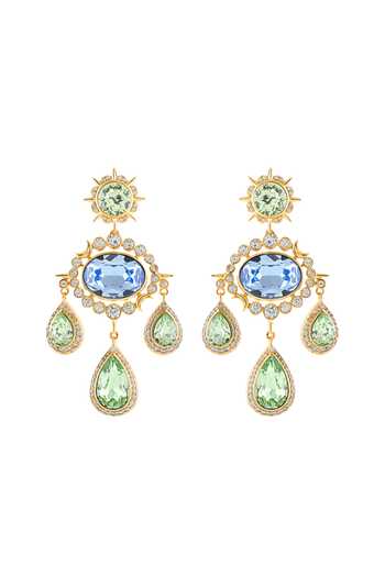 Shop_Isharya_Blue Stones, Crystals The High Priestess Dangler Earrings _at_Aza_Fashions