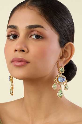 Shop_Isharya_Blue Stones, Crystals The High Priestess Dangler Earrings _Online_at_Aza_Fashions
