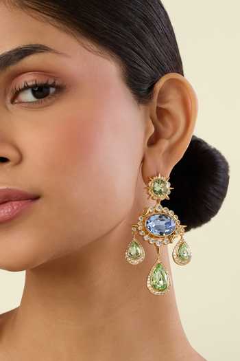 Buy_Isharya_Blue Stones, Crystals The High Priestess Dangler Earrings _at_Aza_Fashions