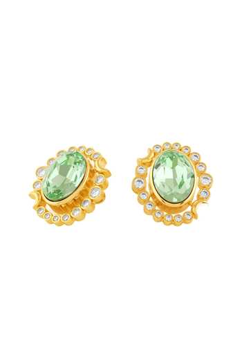 Isharya_Green Crystals The Oracle Stud Earrings _Online_at_Aza_Fashions
