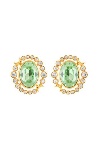 Shop_Isharya_Green Crystals The Oracle Stud Earrings _at_Aza_Fashions