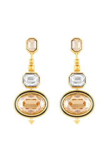 Shop_Isharya_Gold Plated Crystals Lunara Statement Dangler Earrings _at_Aza_Fashions
